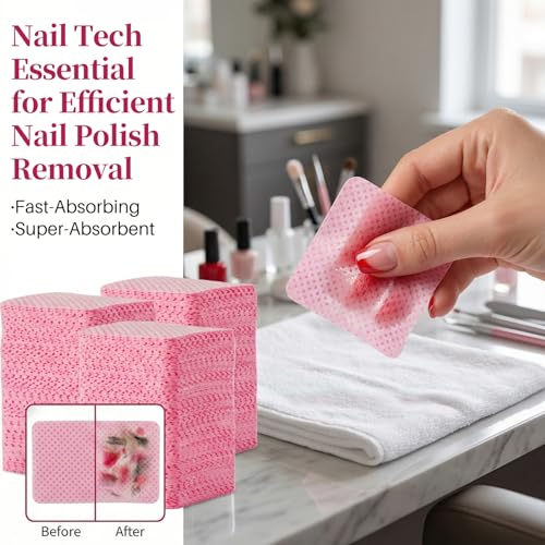 600 Count Lint-Free Nail Wipes for Gel Polish & Manicure Removal - Pink, One Size