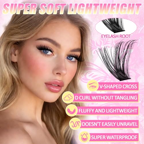 Lash Clusters Kit, 44 Top & 8 Bottom Styles, Wispy Manga Lashes