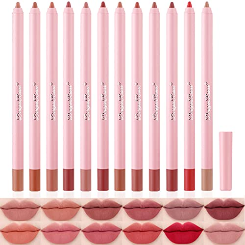 Matte Lip Liner Pencil Set - 12 Colors Waterproof