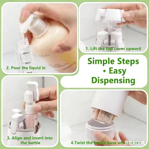 GOJWW 4-in-1 Travel Dispenser Bottles with Labels, Leak-Proof 30ml Each – White