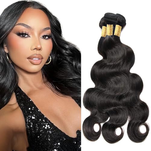 Brazilian Body Wave Human Hair Bundles - Natural Black #1B, 26-30 Inch