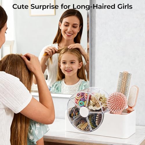 5-Section Rotating Hair Accessories Organizer with Brush Holder