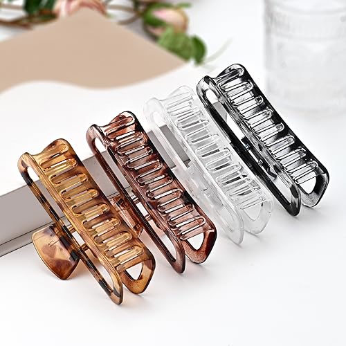 Aaiffey 8 Pack Large Hair Claw Clips for Thick Curly Long Hair Square Hair Strong Hold Hair Jaw Clips Matte Medium Big Clips Hair Claw for Women Hair Styling Accessories