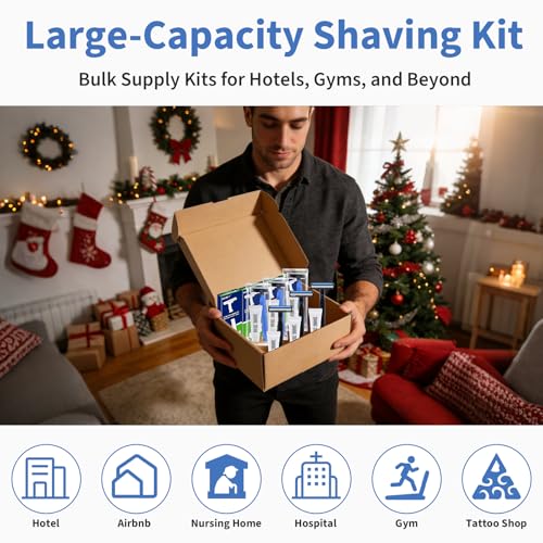 12 Pack Disposable Razors Shaving Cream Kit Bulk for Men, Twin Blade Disposable Razors and Shaving Cream (10g), Individually Wrapped Toiletries for Homeless Shelter Donation Travel Hotel