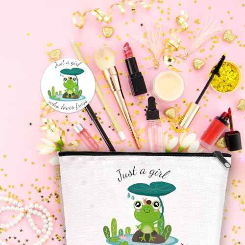 Frog Gifts for Frog Lovers, Includes Makeup Bag, Cute Socks, Frogs Writing Gel Ink Pen & Mini Round Mirror, Just Who Loves Frogs, Birthday Gift for Women