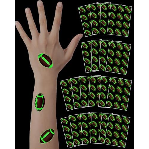 240 Pieces Luminous Football Temporary Tattoos Stickers,20 Sheets Glow in The Dark American Football Themed Tattoos Stickers Party Decoration Supplies for Adults