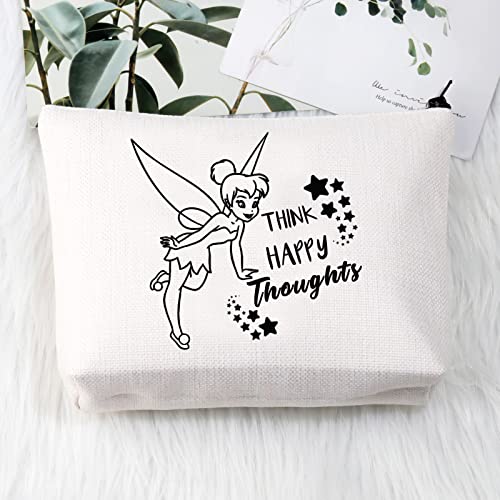 BDPWSS Fairy Tales Makeup Bag For Girls Think Happy Thoughts Cosmetic Makeup Bag For Friend Sister Inspirational Gift (think happy thoughts)