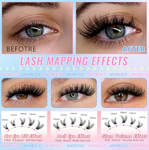 C Curl Fluffy Cluster Lashes for DIY Extensions | WONSIS