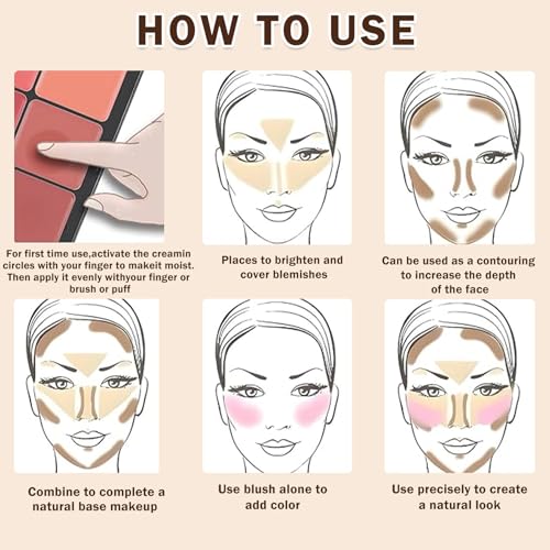 12-Color Cream Blush & Concealer Palette with Brush