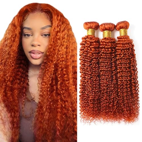 Ginger Color 350 Kinky Curly Hair Extensions - 3 Bundles, 24-28 Inch