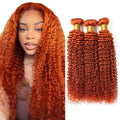 Ginger Color 350 Kinky Curly Hair Extensions - 3 Bundles, 24-28 Inch