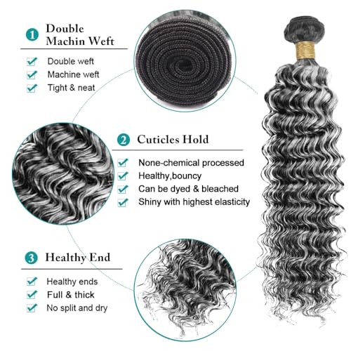 32 Inch Ombre Silver Deep Wave Human Hair Bundles - Fridnae