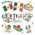 120 Pcs Mexican Independence Day Glitter Temporary Tattoos