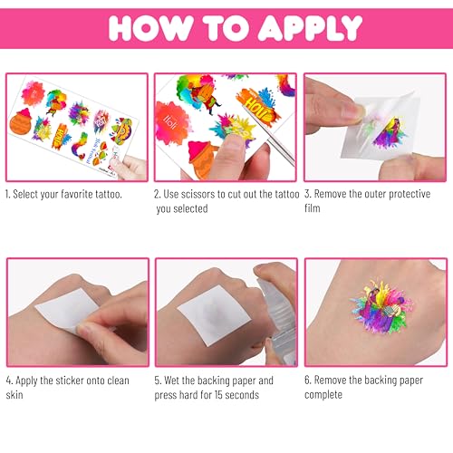 105 Pc Indian Holi Temporary Tattoos - Festival Party Favors