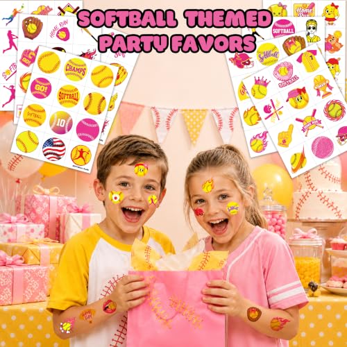 96 Pcs Softball Temporary Tattoos for Kids Sports Party Favors