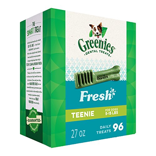 GREENIES TEENIE Natural Dog Dental Care Chews Oral Health Dog Treats Fresh Flavor, 27 oz. Pack (96 Treats)