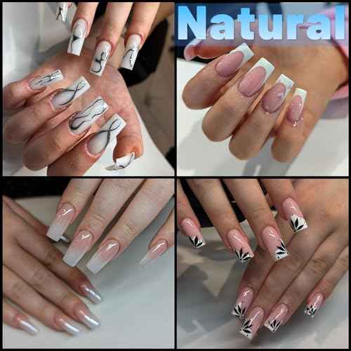 240pc Square Gel Nail Tips Medium Fake Nails for Press on Nails Clear Acrylic Nails Tips, 12 Size Full Cover Nail tips Square Soft Gel Nail Tips False Nails Extension Artificial Fingernails