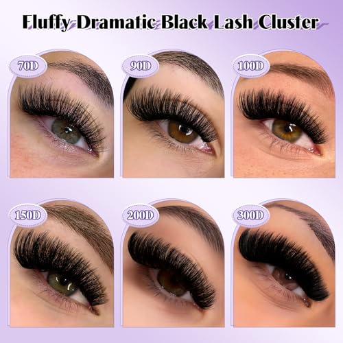 B&Q Fluffy Lash Clusters 10-18mm D Curl Extensions