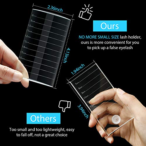 Maitys 2 Pcs Eyelash Crystal Pallet Eyelash Extension Tray Lash Holder Bigger Size Glass Pallet False Lash Tray Strip Adhesive Glue Holder, 4.13 x 2.36 x 0.47 Inch