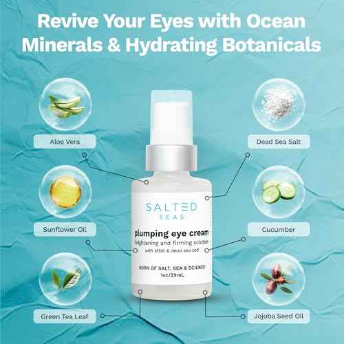 Plumping Eye Cream ? Made in USA - Hydrating, Firming, Brightening Under Eye Treatment for Dark Circles, Puffiness & Fine Lines ? Anti-Aging Skincare with Ocean Minerals & Hyaluronic Acid