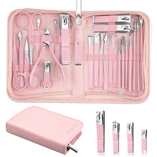 Pink 26-Piece Manicure & Pedicure Set for Women, At-Home Nail Care Kit