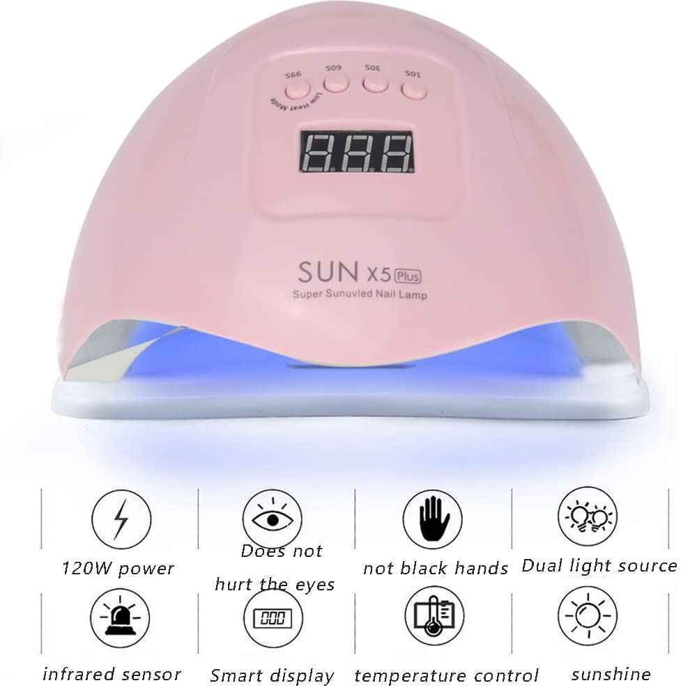 ZDAYOZ Curing Nail Lamp 80w/110w Quick-Drying Manicure Phototherapy Machine UV Gel Nail Lamp (Pink)