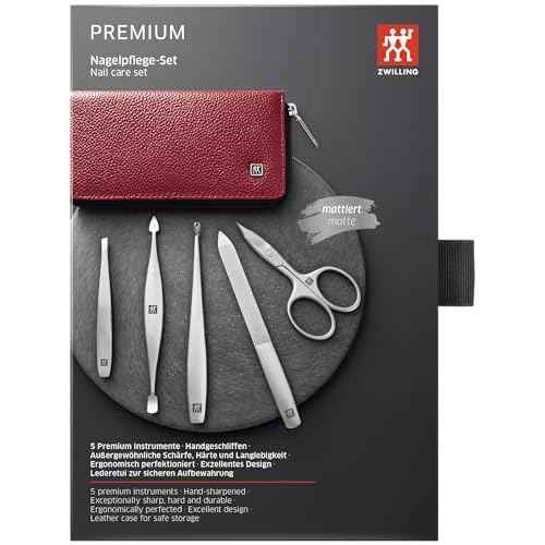 ZWILLING Beauty TWINOX 6-pc Manicure Set with Red Leather Case, Asian Competence, Gift Set