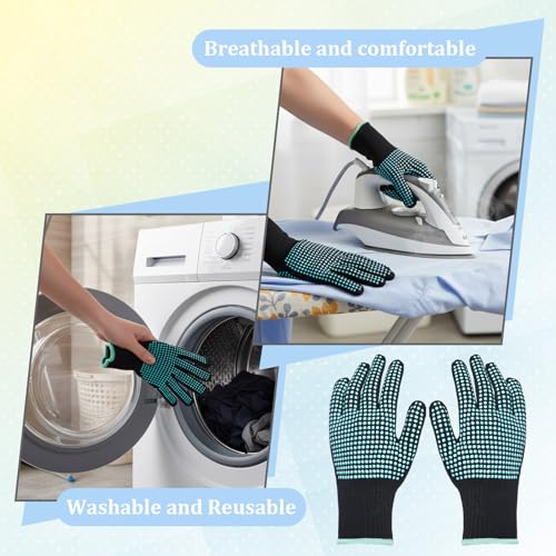 Heat-Resistant Gloves for Hair Styling & Sublimation - Combed Cotton, Silicone Dots, 2 Pack