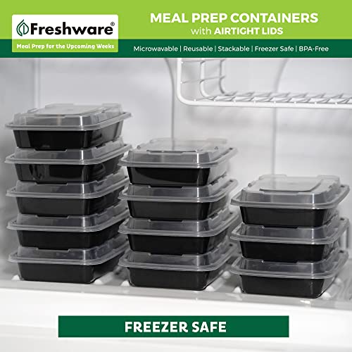 Freshware Meal Prep Containers 1 Compartment Food Storage Containers with Lids, Bento Box, BPA Free, Stackable, Microwave/Dishwasher/Freezer Safe (28 oz), 50 Count (Pack of 1)