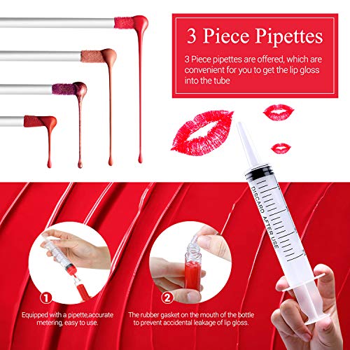 KPX 30 Pcs lip Gloss Tube Containers Bulk Wand 10ml Empty Clear Pink Lip Oil Tubes Refillable Lip Balm Bottles with Rubber Insert for DIY Makeup Such as Lip Samples, Homemade Lip Balm (Rose Golden)