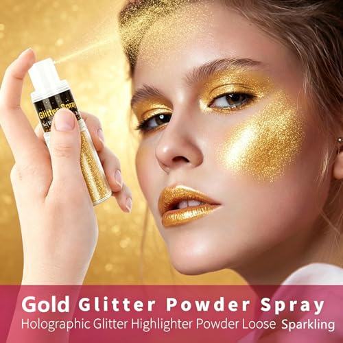 Go Ho Gold Glitter Spray for Hair & Body, Festival Sparkle Powder, 10g