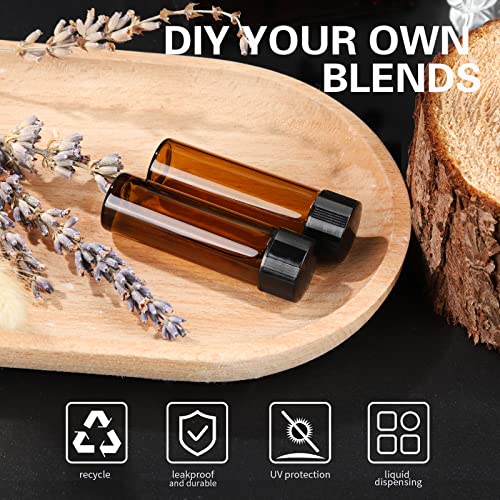 Teenitor 100pcs Essential Oil Bottles, 5ml Essential Oil Bottles Empty Glass Anointing Bottles, Small 5ml Oil Vial, Sample Bottles