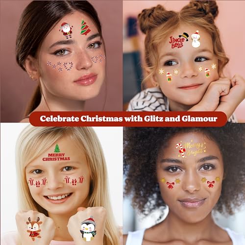 Christmas Temporary Tattoos - Glitter & Metallic Designs