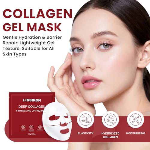Bio-Collagen Real Deep Masks 12PCS Collagen Face Mask Skin Care Sheet Overnight Skincare Hydrating Smile Line Patches Wrapping Lift Stocking Stuffers Birthday Gifts for Teen Girls