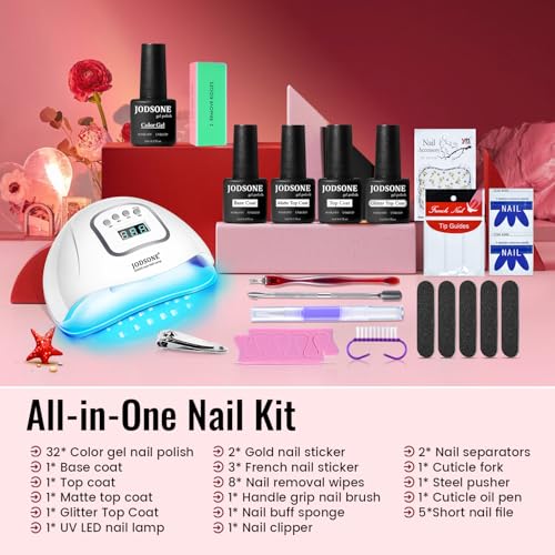 32 Colors Gel Nail Polish Kit with UV Lamp & Tools