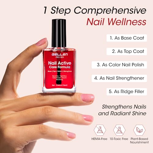 Gellen Pro Bio Active Glow Nail Polish - One Step Ridge Filler & Strengthener
