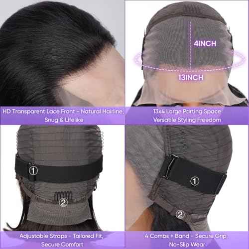 14 Inch Short Bob Wig Straight 13X4 HD Transparent Lace Front Wig Human hair 150 Density Lace Frontal Wig Glueless Wigs Human Hair Pre Plucked for Black Women Wigs With Baby Hair Natural Color