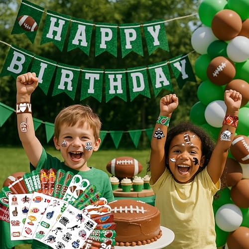 72PCS Football Party Set - 48PCS Temporary Tattoos & 24PCS Slap Bracelets - Sports-Themed Birthday Supplies, Baby Shower Gifts, Classroom Rewards & Party Decor for Kids (Boys & Girls)
