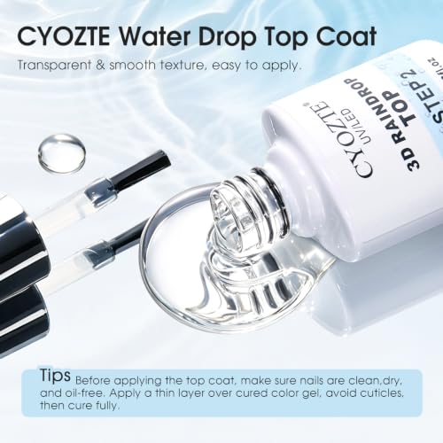 3D Raindrop Gel Polish Top Coat - Mirror High Gloss No Wipe