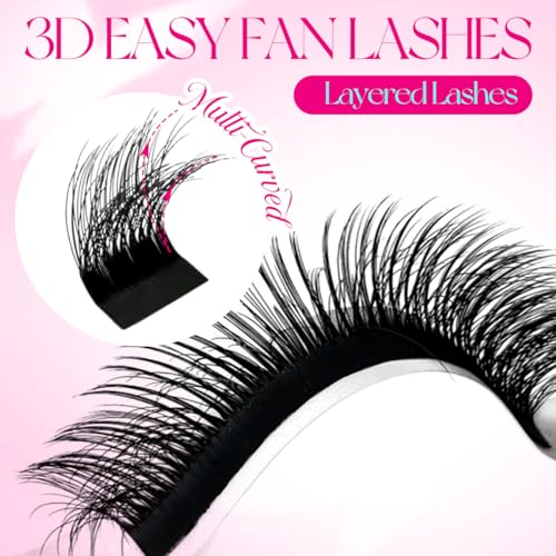 3D Effect Easy Fan Volume Lash Extensions Fluffy Rapid Volume Blooming Eyelash Extensions Self Fanning Eyelash Extensions(0.05-D-8-15mm)