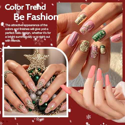 Lavender Violets 49pcs Gel Nail Polish Set 45 Colors Neon Glow in the Dark Effect with Nail Primer Builder Base Coat Glossy & Matte Top Coat Jelly Shades for Christmas Gift Set Nail Art Design A950