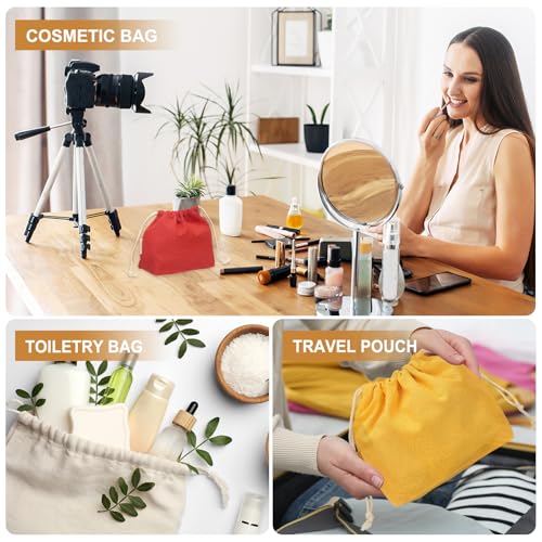 uxcell 2-Pack Canvas Drawstring Makeup Bags - Travel Cosmetic Organizers
