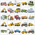 Car and Truck Temporary Tattoos for Kids Party Supplies - 74 Individually Sheets Car Construction Tractor Tattoos for Boys Birthday Party Favors Goodie Bag Fillers