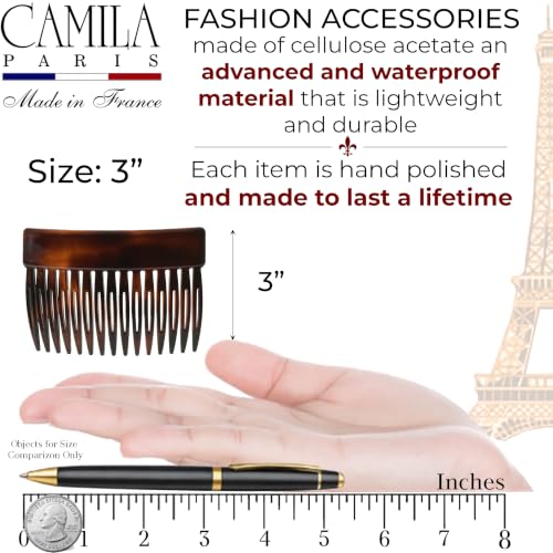 Camila Paris CP2942 Tortoise Shell Small French Hair Comb Clips for Elegant Updos