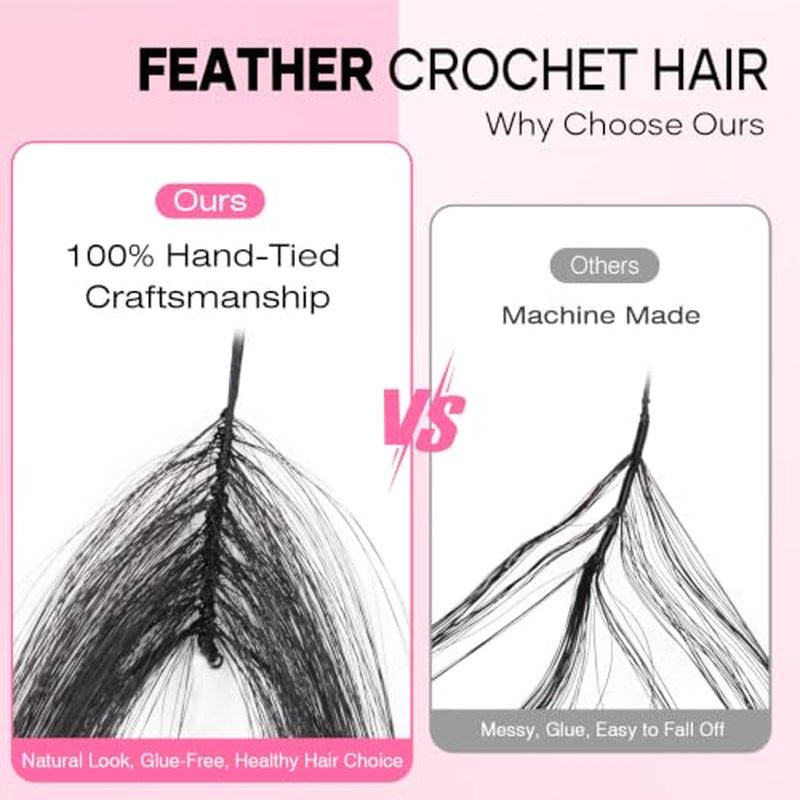14" Deep Wave Hand-Tied Synthetic Crochet Hair Extensions