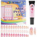 EBANKU 78-Piece Kids Press On Nails Set - Pink Star Flower Designs