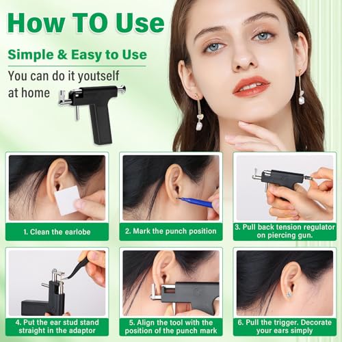 Professional Ear Piercing Gun Kit with Crystal Stud Earrings