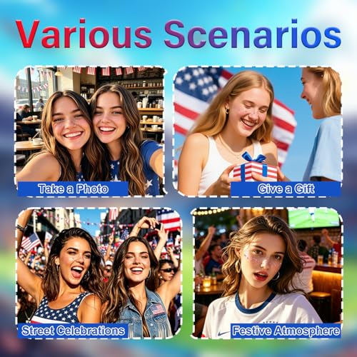 8Pcs USA Flag Glitter Freckle Stickers - Waterproof Temporary Tattoos