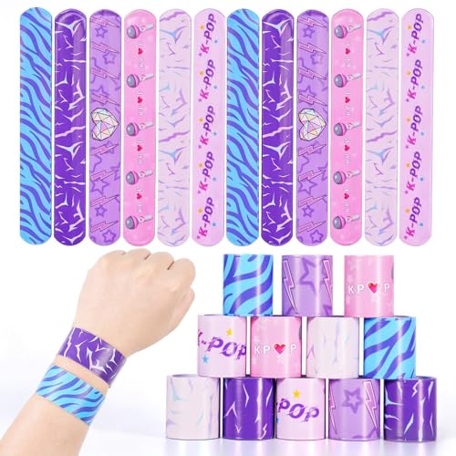 K-pop Style Slap Bracelets 24 Pack - Music Theme Snap Wristbands