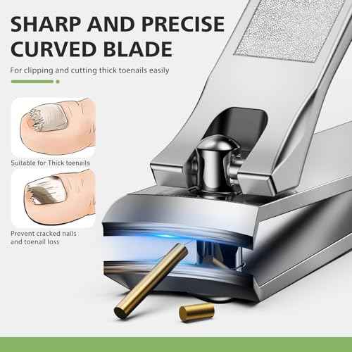 BALUCA Curved Toenail Clipper for Senior for Thick Nails, Professional Finger Nail Clipper for Women for Hard Nails, Stainless Steel Nail Cutter for Accurate Trimming and Grooming,Silver
